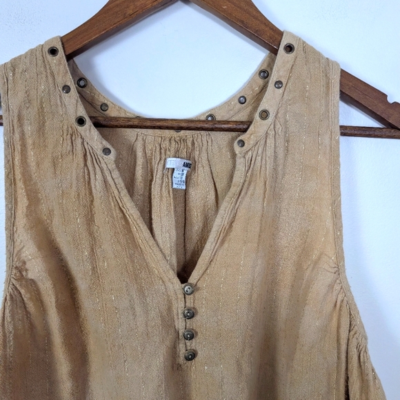 Amuse Society X Revolve Marielle Cotton Tan Metallic Stripe Bohemian Tank Top - Picture 6 of 12
